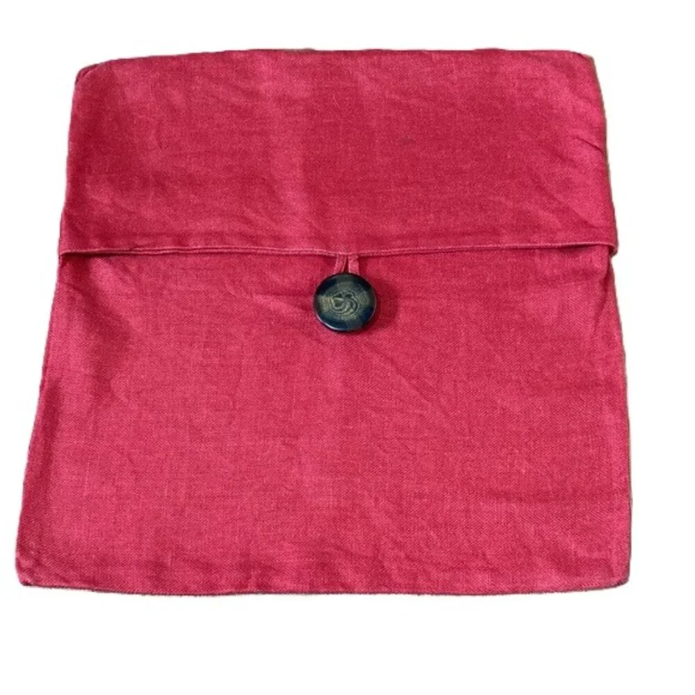 POTTERY BARN LINEN Throw Pillow Cover Case Deep Red 18 x 18 inches